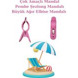Empressco 4’lü Büyük Boy Plaj Havlu Mandalı, Çok Amaçlı Mandal, Havlu Tutucu - Açık Pembe - 0 - 12 Ay