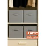 Empressco 4’lü Gri Kumaş Dolap Içi Düzenleyici Kutusu, 30X30X30 Cm, Katlanabilir - Seçenek 1 - Ahşap