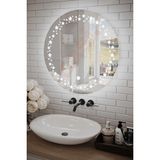 Empressco 55 cm Beyaz Ledli Yıldız Yuvarlak Banyo / Makyaj Aynası - Dokunmatik - Ayarlanabilir Işık - Antrasit - Beyaz