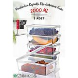 Empressco 5'li Derin Dondurucu Saklama Kabı 2 Lt, Kendinden Kapaklı, Temiz ve Sağlam - 079 Buz Beyazı - Seçenek 1