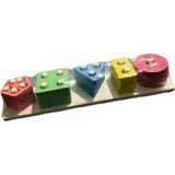 Empressco 5'li Renkli Ahşap Geometrik Şekiller - Eğitici Zeka Oyuncağı - Seçenek 1 - Açık Bej
