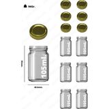 Empressco 6 Adet Mini Cam Kavanoz, Gold Kapaklı, 105 Cc, Şık ve Kullanışlı Set - Altın - 1,3 lt