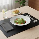 Empressco 6 Kişilik Siyah Deri Amerikan Servis, Silinebilir Dikdörtgen Supla - 10 x 10 cm