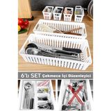 Empressco 6 Parça Modüler Çekmece Içi Organizer Set - Banyo Mutfak Makyaj Aksesuar Ofis Düzenleyici Beyaz