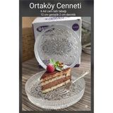 Empressco 6 Parça Rüya Desenli Dik Tabak - 6 Lı Cam Sunumluk Pasta Kurabiye Kek Ikram Servis Tabağı-12 cm Kl - Seçenek 1 - Ahşap - Bej - Siyah