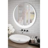 Empressco 60 cm Beyaz Ledli Hilal Yuvarlak Banyo / Makyaj Aynası - Dokunmatik - Ayarlanabilir Işık - Antrasit - Beyaz
