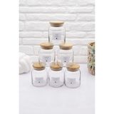 Empressco 6'lı Bambu & Şık Vakum Kapaklı Cam Baharatlık Seti 300ML - Ahşap - 1 lt