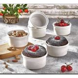 Empressco 6’lı Beyaz Porselen Sufle ve Fırın Kek Kabı Seti - Kestane Akaju - Seçenek 1