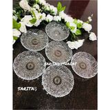 Empressco 6'lı Kristal Cam Kahvaltılık Çerez Tatlı Tabağı Seti, 12 cm - Kestane Akaju - Seçenek 1