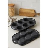 Empressco 6'lı Silikon Airfryer Muffin Kek Kalıbı, Sağlıklı ve Kullanışlı Set - Seçenek 1 - (ClearEyelets)Black-RadiantOrchid