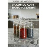 Empressco 6'lı Vakumlu Cam Baharat Takımı, Şık ve Pratik Kullanım - Ahşap - 1 lt