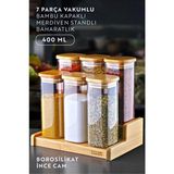Empressco 7 Parça Bambu Baharatlık Seti, Kapaklı ve Merdivenli Tasarım - Ahşap - 1 lt