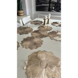 Empressco 7 Parça Gold Çiçek Desen Amerikan Servis ve Runner Takımı - 10 x 10 cm