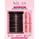 Empressco 80D Kirpik 8mm- 16MM Premium Takma Kirpik Seti / Cımbız-Yapıştırıcı-Sabitleyici Ful Set - Ahşap - Ceviz