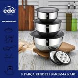 Empressco 9 Parça Renkli Saklama Çırpma Kabı Seti, Pratik ve Şık Mutfak Aksesuarı - 079 Buz Beyazı - Seçenek 1