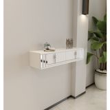 Empressco 90 cm Beyaz-Gümüş Kapaklı Duvara Monte Makyaj ve Dresuar Rafı - 1/100 Toz Ceviz