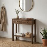 Empressco 90 cm Çift Çekmeceli Ceviz Dresuar Çok Amaçlı Dolap Antre - 1/100 Toz Ceviz