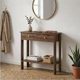 Empressco 90 cm Mandosí Çift Çekmeceli Ceviz Dresuar, Çok Amaçlı Antre Dolabı - 1/100 Toz Ceviz