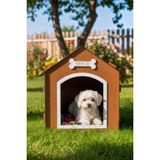 Empressco Ahşap Köpek Evi ve Minderli Dekoratif Kulübe Ceviz Renk