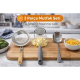Empressco Alvin Mutfak Gereçleri 3’lü Set – Çelik Kevgir, Patates Ezici, Servis Kaşığı Paslanmaz - Fiyatı, Yorumları - Seçenek 1