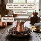 Empressco Bakır Cezve 4 Kişilik, Şık ve Dayanıklı, Hızlı Isı Tüketimi - Seçenek 1 - Ahşap Rengi