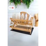 Empressco Bambu Ahşap Bulaşıklık Tabaklık Büyük Boy 2 Katlı Katlanabilir Tabaklık (47 cm 32 cm )