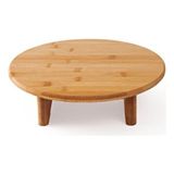 Empressco Bambu Ayaklı Yuvarlak Kesme Tahtası, Bej, 29,5X31,5 cm