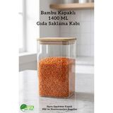 Empressco Bambu Kapaklı Kare Hava Geçirmez Gıda Saklama Kabı 1400ML - 079 Buz Beyazı - Seçenek 1