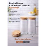 Empressco Bambu Kapaklı Vakumlu Borosilikat Cam Kavanoz 2'li 270ML Set - Altın - 1 - 1,3 lt