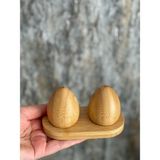 Empressco Bambu Yumurta Model Tuzluk ve Biberlik Takımı, Şık ve Kullanışlı Tasarım - Kestane Akaju - Seçenek 1