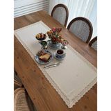 Empressco Beige Keten Runner Kopanaki 50X120, Şık ve Dayanıklı Ev Dekorasyonu - 10 x 10 cm