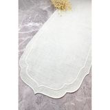 Empressco Beyaz Çift Sargı Nakışlı Keten Efektli 40X140 cm Runner - 10 x 10 cm