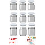 Empressco Beyaz Kapaklı Cam Kavanozlar 210 Cc, 9 Adet + 15 Etiket Seti - Altın - 1,3 lt