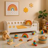 Empressco Beyaz Montessori Karyola 70X140, Beyaz Mdf, Ahşap Detaylı Güvenli Çocuk Yatağı - Fiyatı, Yorumları - Seçenek 1 - -50 C