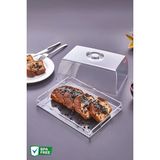 Empressco Beyaz Şık Kek Pasta Sunum Standı Tepsi Fanus Kristal Çok Amaçlı Kullanım Sunum Tepsisi Kek Fanusu 2 - Ahşap - Bej - Siyah - Seçenek 1