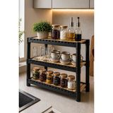 Empressco Bituclass Zenna Tezgah Üstü Raf 3 Katlı Ahşap Plastik Siyah - Fiyatı, Yorumları - Almond Cream