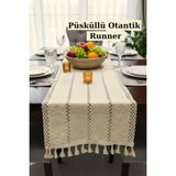 Empressco Bohem Desenli Püsküllü Runner, Çeyizlik Şık ve Trend 35X140 cm - 10 x 10 cm