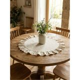 Empressco Bohem Fırfırlı Yuvarlak Ham Keten Runner 60 Cm, Şık ve Şeffaf Tasarım - 10 x 10 cm