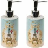 Empressco Bosphorus Homi Banyo Seti Seramik Sivi Sabunluk 2 Adet Romantik Yeşil Model 7X7X18CM 320ML - Bej - Seçenek 1
