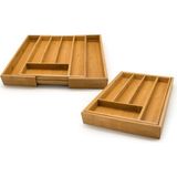 Empressco Büyük Boy 7 Bölmeli Açılır Ayarlanabilir Bambu Ahşap Çekmece Içi Kaşıklık Bulaşıklık - Ahşap - Bej - Siyah - Seçenek 1