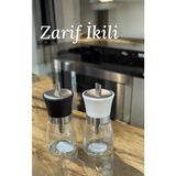 Empressco Cam Dökme Toz Şekerlik Seti, Şık ve Kullanışlı 2'li Tasarım - Ahşap - 1 lt