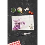 Empressco Cam Kesme Tahtası - Kesim Tablası | Mor Çiçek ve Saksı Desenli | 20CM x 30CM - Fiyatı, Yorumları