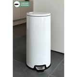 Empressco Cigo 20 LT Yumuşak Kapanan Pedallı Banyo Mutfak Ofis Çelik Çöp Kovası - Beyaz & İç Kısım Siyah