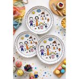 Empressco Çocuk Desenli Renkli Pasta Tabağı 20 cm – 6’lı Set, Tatlı ve Ikramlar Için - Seçenek 1 - 51R-Turuncu