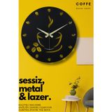 Empressco Coffe Model Metal Lazer Kesim Akar Sessiz Mekanizmalı Duvar Saati (40*40 cm)