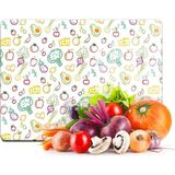 Empressco Çok Amaçlı Cam Kesme ve Sunum Tahtası, Meyve ve Sebze Desenli 20X30 cm