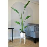 Empressco Dekoratif Metal Saksı Ayaklı Çiçeklik Beyaz Gümüş Detaylı Saksı Vazo Saksılık 41X21CM - Ahşap - Bej - Siyah