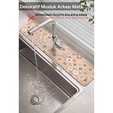 Empressco Dekoratif Musluk Matı Lavabo Banyo Mutfak Tezgah Üstü Desenli Mat 14 cm x 60 cm - Açık Beyaz - Gri - Seçenek 1
