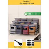 Empressco Dekula 12 Li 450 ml Metal Standlı Baharatlık Seti Etiket ve Kaşık Hediyeli Baharat Standı Rafı - Fiyatı, Yorumları - Ahşap - 1 lt
