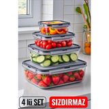 Empressco Derin Dikdörtgen Saklama Kutusu Seti, 4'lü, Pratik ve Şık Tasarım - 079 Buz Beyazı - Seçenek 1